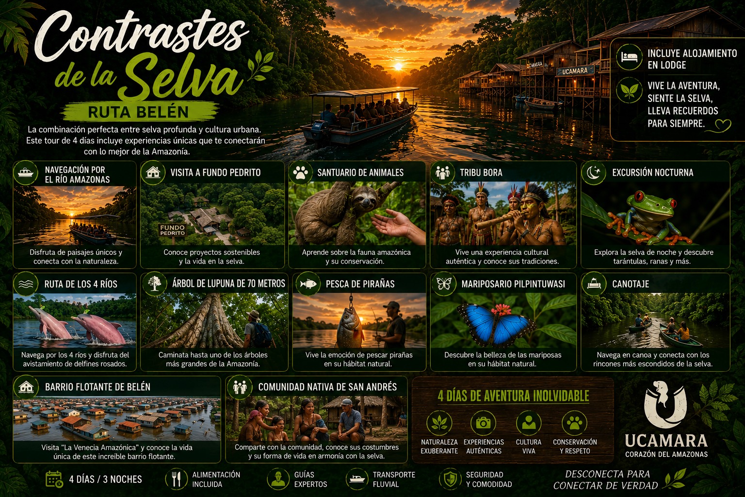 4 Días / 3 Noches "Contrastes de la Selva" - Ruta Belén